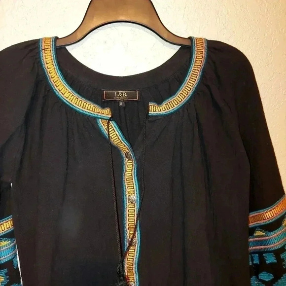 L&B Lucky & Blessed Black Southwest Print Western Style Dress Small - Picture 4 of 8